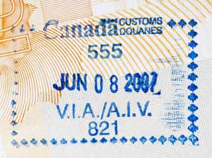 Stempel visum Canada