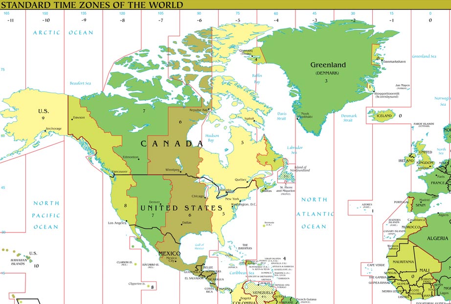 Timezones binnen Canada