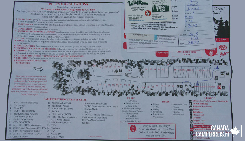 Wild Rose RV Park in Hope Canada