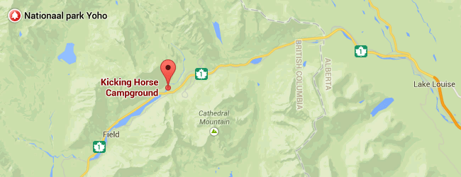 Kicking Horese Campground op maps